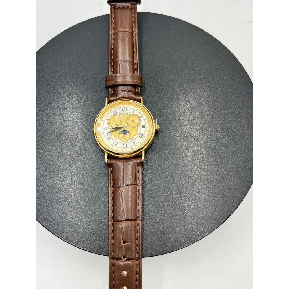 Movado Vintage Triple Calendar Moonphase Quartz Watch 87-03-662 Swiss Made 34mn